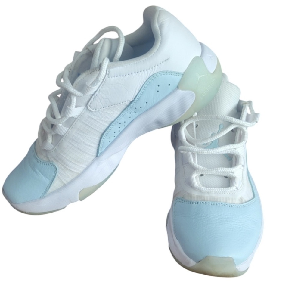 Nike Air Jordans 11 CMFT low tops in white & glacier blue Women's size 8